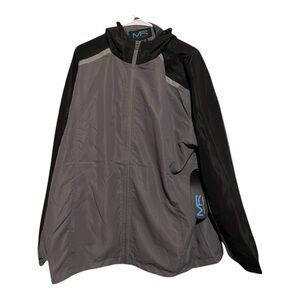 Mack Russo Mens XL Extra Large Windbreaker Gray and Black Hooded Jacket NWT